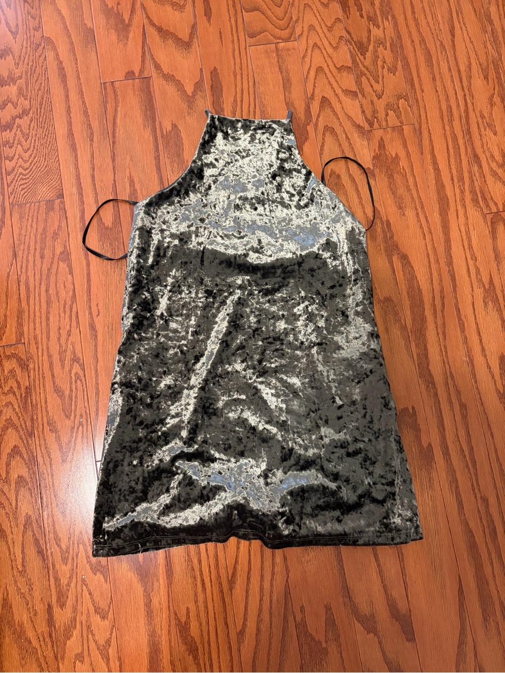 NBD Crushed Velvet Halter Mini Dress - Silver